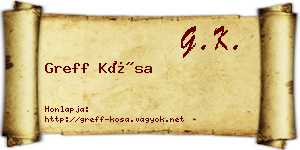 Greff Kósa névjegykártya
